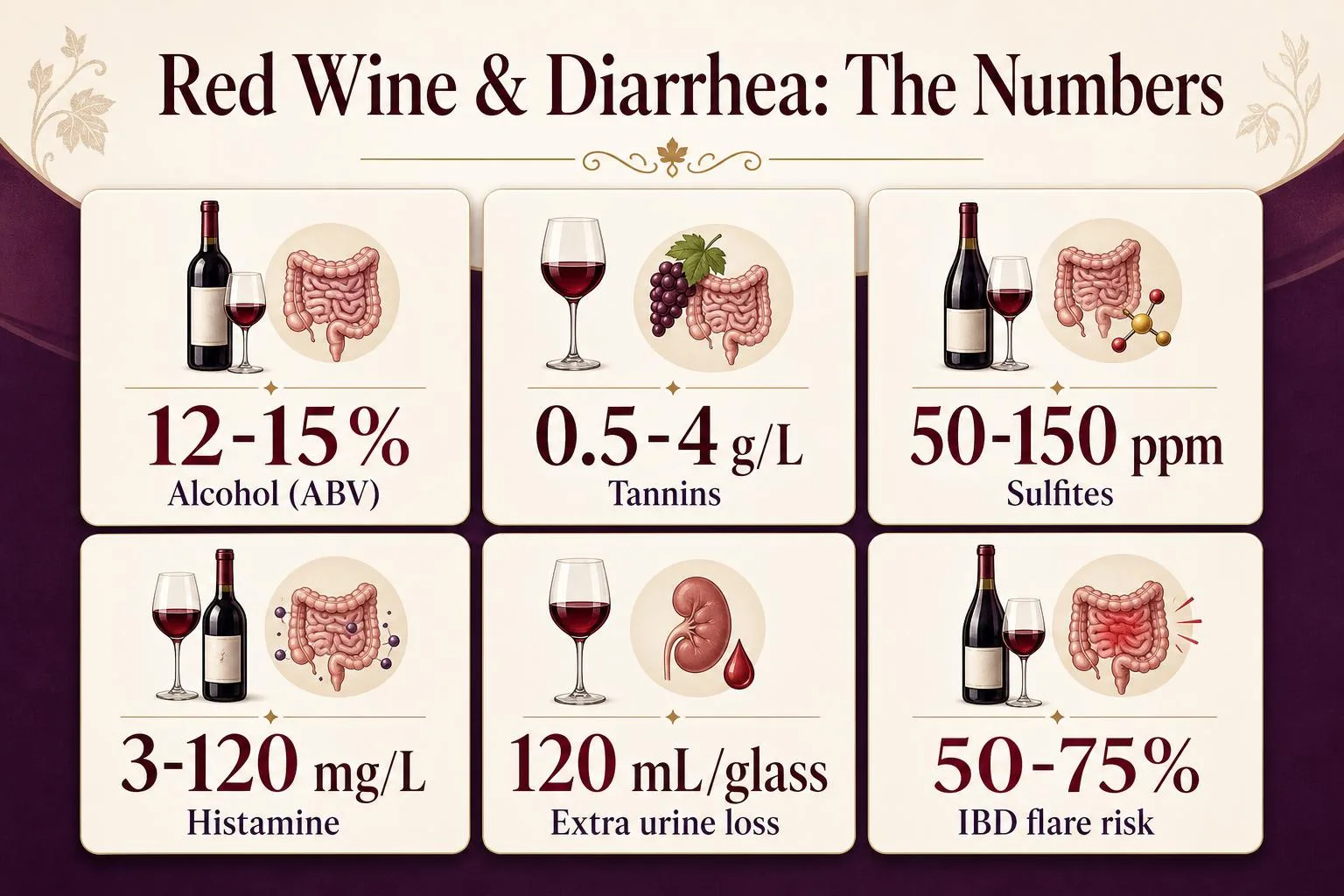 Is Red Wine Good For Diarrhea? 1 Red Wine & Diarrhea: The Numbers — key facts at a glance