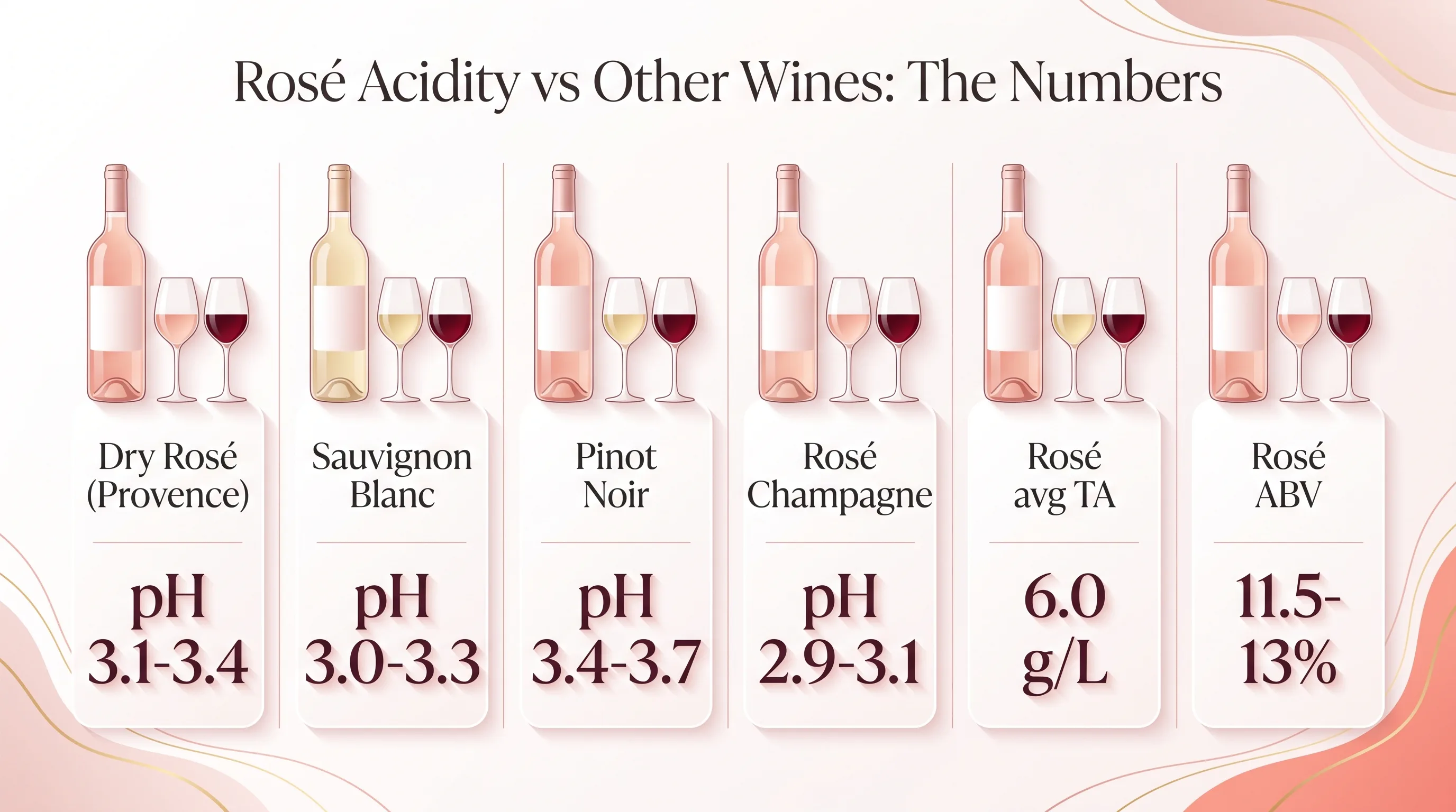 Rosé Acidity vs Other Wines: The Numbers — key facts at a glance