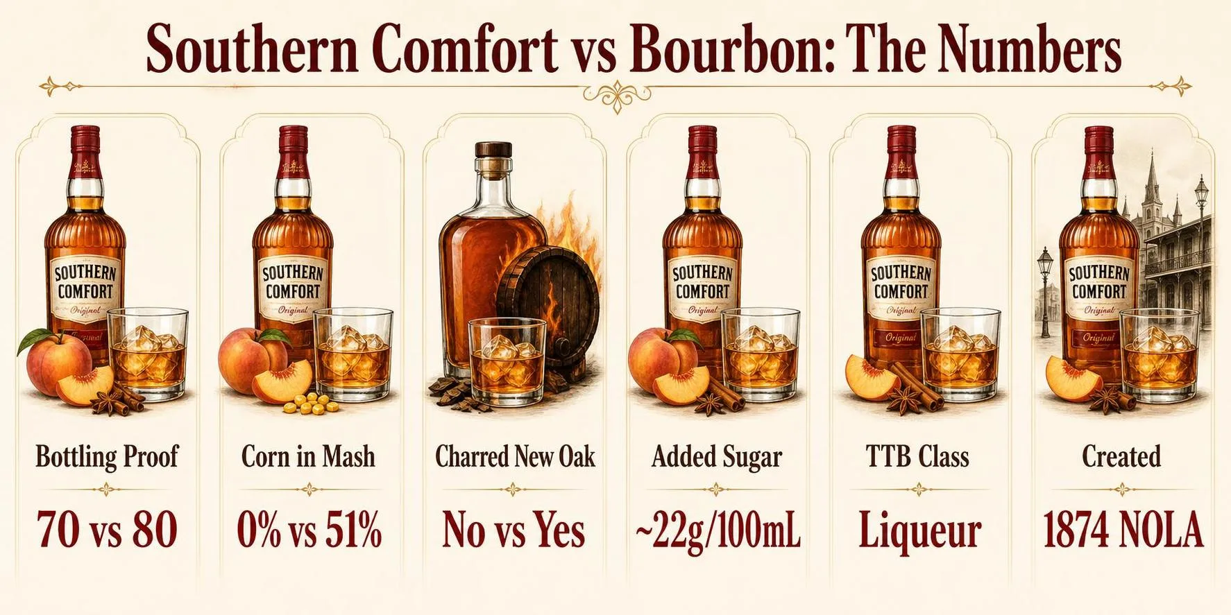 Southern Comfort vs Bourbon: The Numbers — key facts at a glance