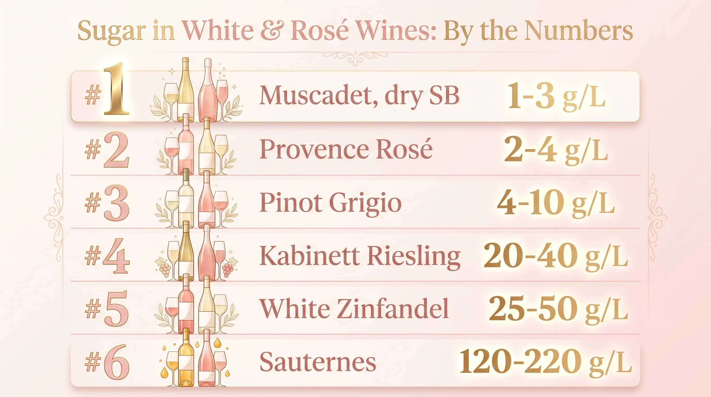 Sugar in White & Rosé Wines: By the Numbers — key facts at a glance