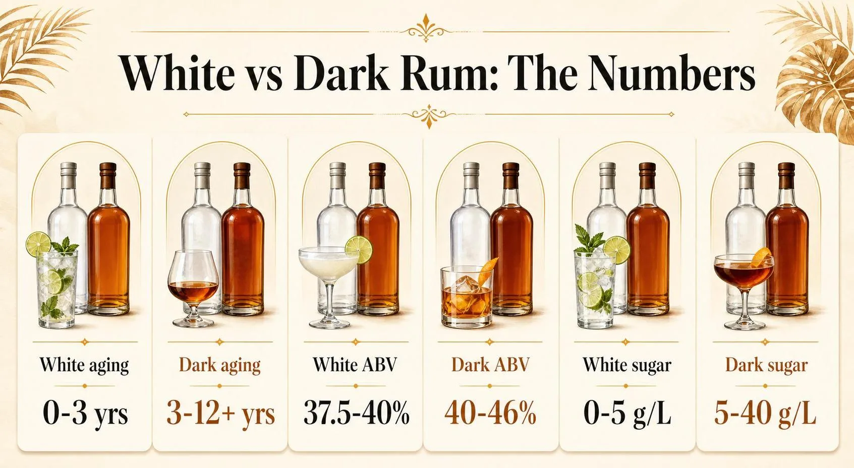 White vs Dark Rum: The Numbers — key facts at a glance