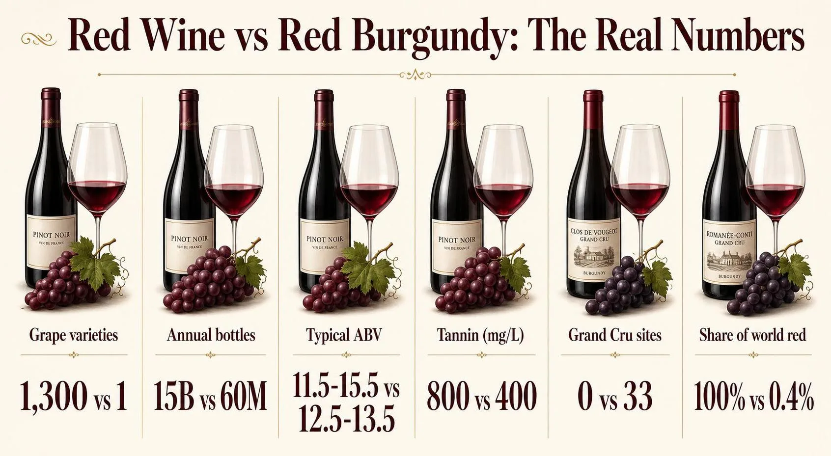 Red Wine vs Red Burgundy: The Real Numbers — key facts at a glance
