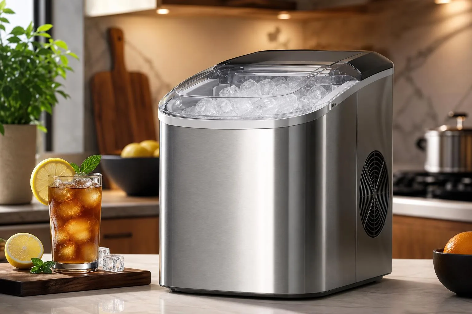 Close-up of the KUPPET Ice Maker build quality, materials and finish during our review