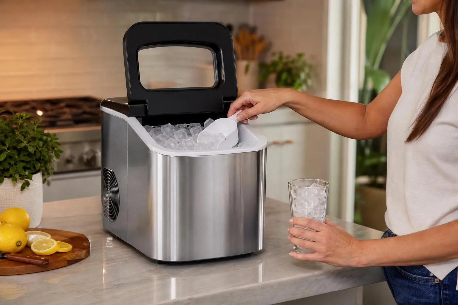 Luma Comfort IM200SS Ice Maker Review 2026 3 The Luma Comfort IM200SS shown in everyday use at home, as tested by FlightWineBar