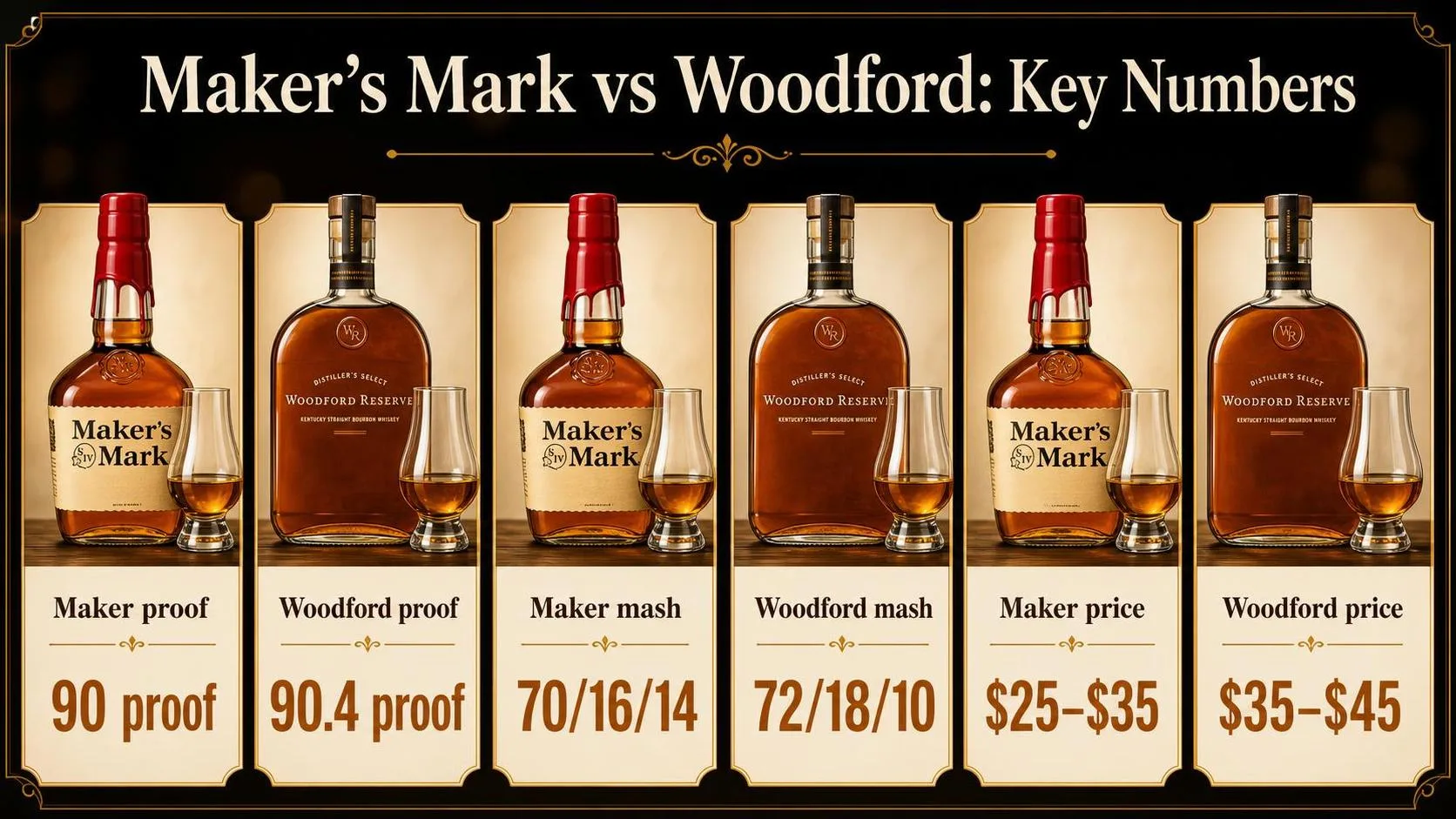 Maker’s Mark vs Woodford: Key Numbers — key facts at a glance