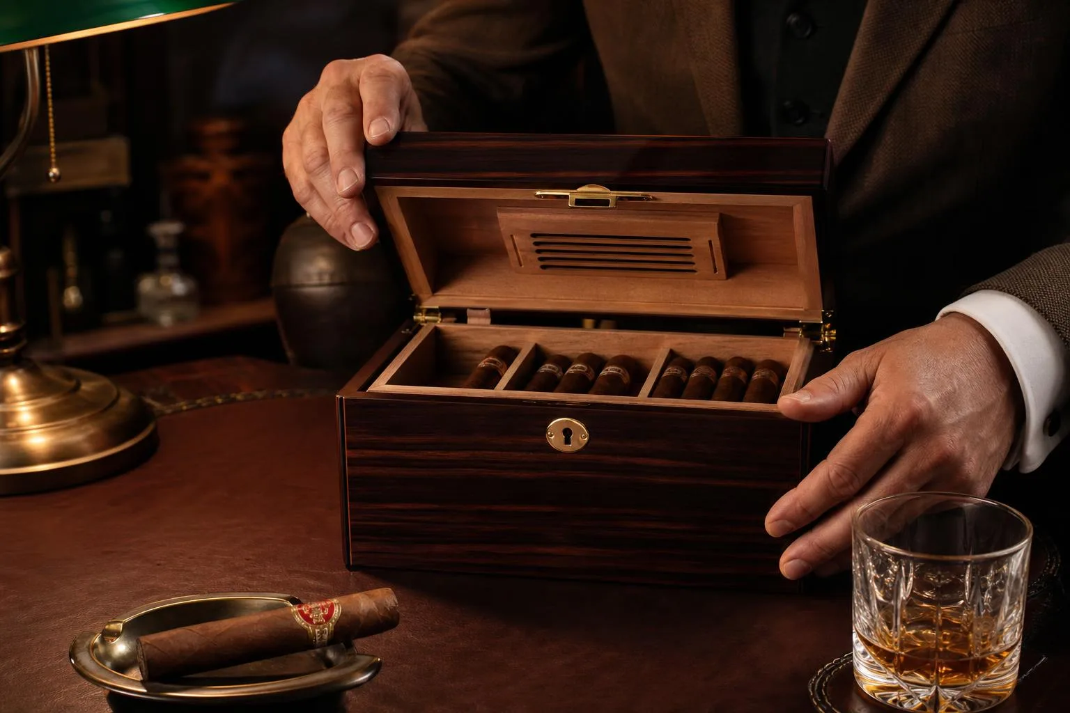 Mantello Cigar Humidor Review 2026 3 The Mantello Cigar Humidor shown in everyday use at home, as tested by FlightWineBar