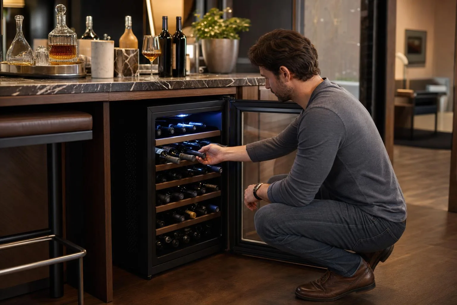 The NewAir AWR-1160DB shown in everyday use at home, as tested by FlightWineBar