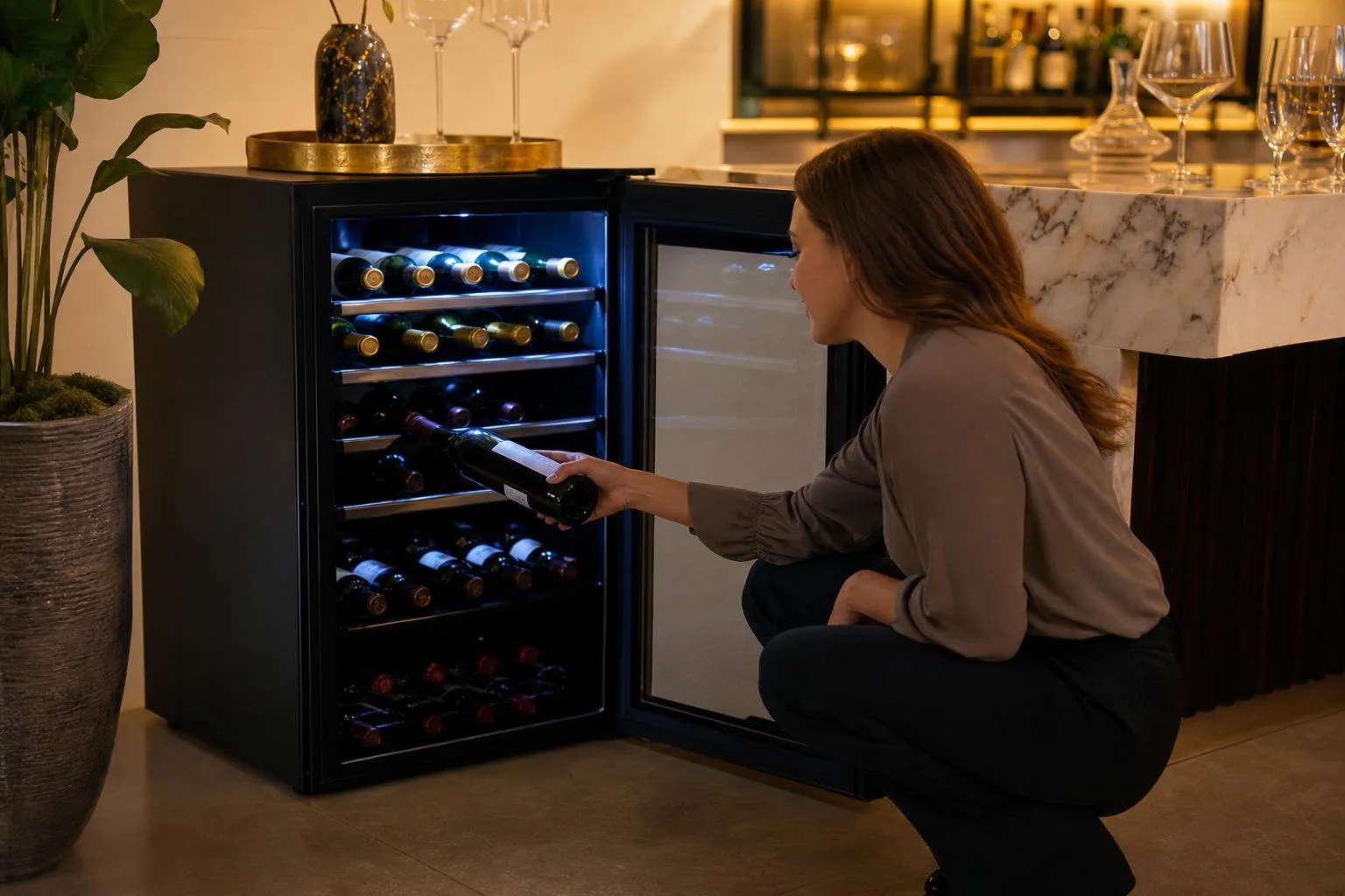 NewAir AWR-290DB Wine Cooler Review 2026 3 The NewAir AWR-290DB shown in everyday use at home, as tested by FlightWineBar