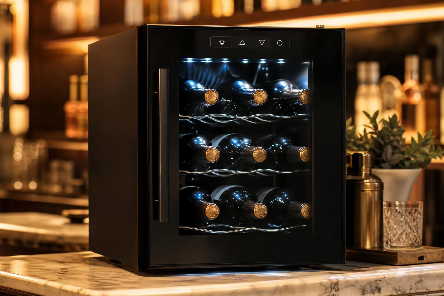 NutriChef PKCWC12 Small Wine Fridge Review 2026 2 Close-up of the NutriChef PKCWC12 build quality, materials and finish during our review