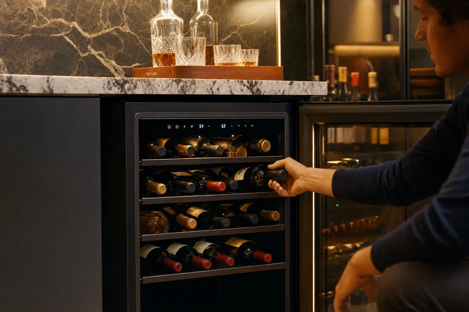 NutriChef PKCWC12 Small Wine Fridge Review 2026 3 The NutriChef PKCWC12 shown in everyday use at home, as tested by FlightWineBar