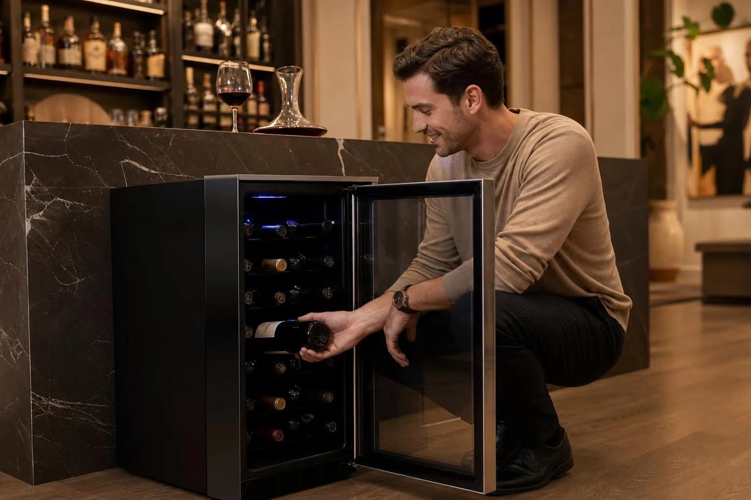 Nutrichef PKCWC12 Small Wine Refrigerator Review (2026): Compact 12-Bottle Storage 3 The Nutrichef PKCWC12 review shown in everyday use at home, as tested by FlightWineBar