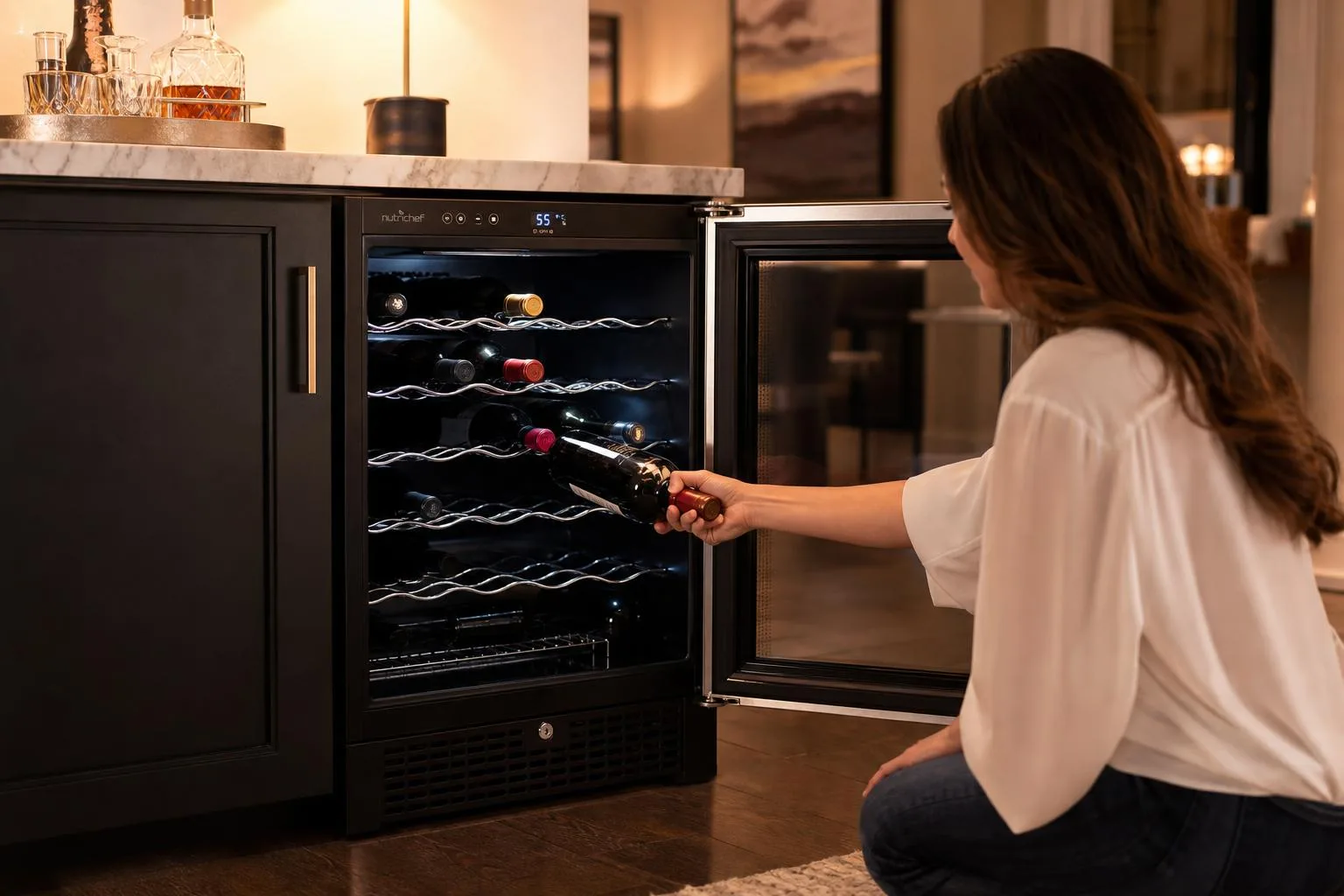 NutriChef PKCWC120 Wine Cooler Review 2026 3 The NutriChef PKCWC120 shown in everyday use at home, as tested by FlightWineBar