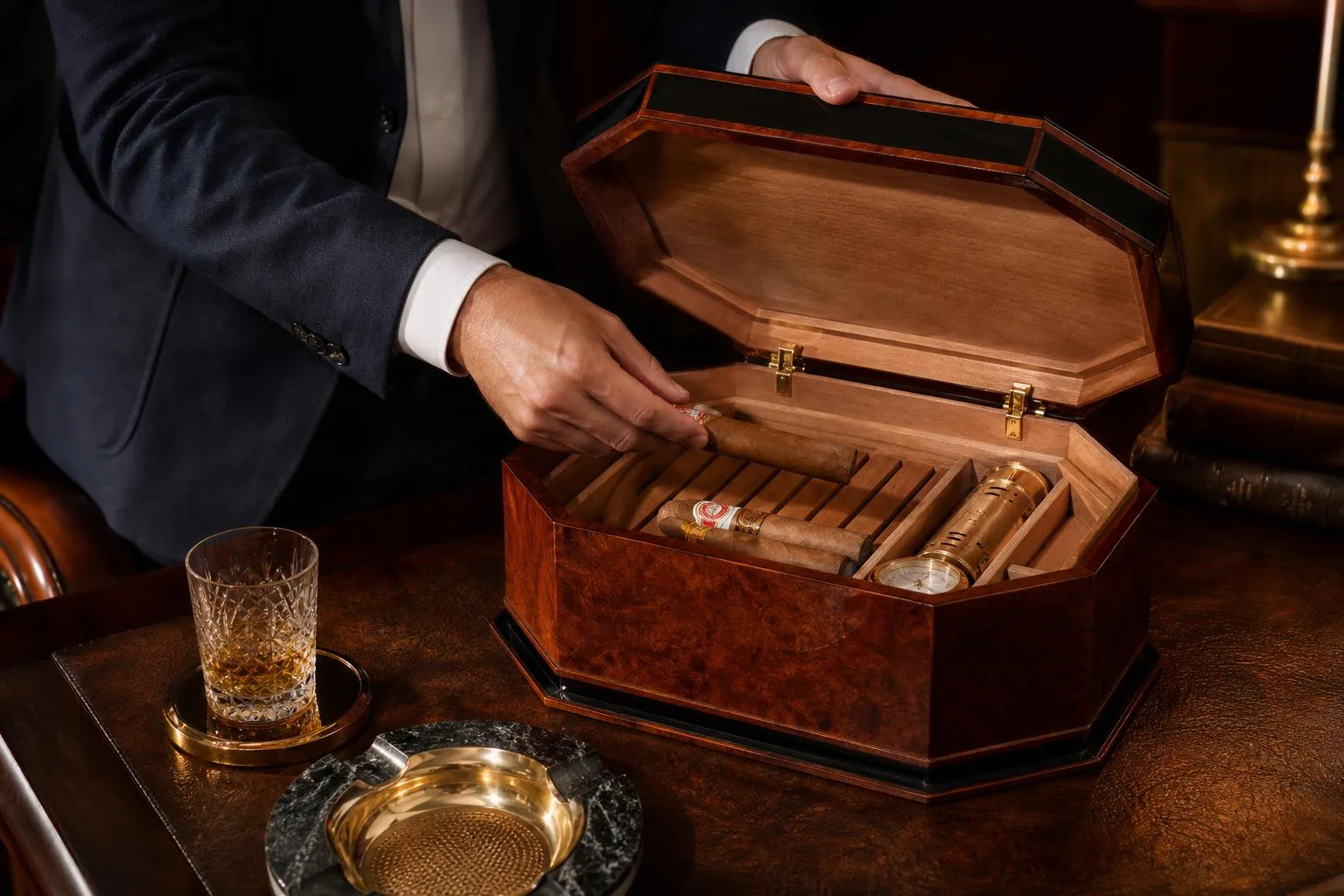 The Octodor Cigar Humidor shown in everyday use at home, as tested by FlightWineBar