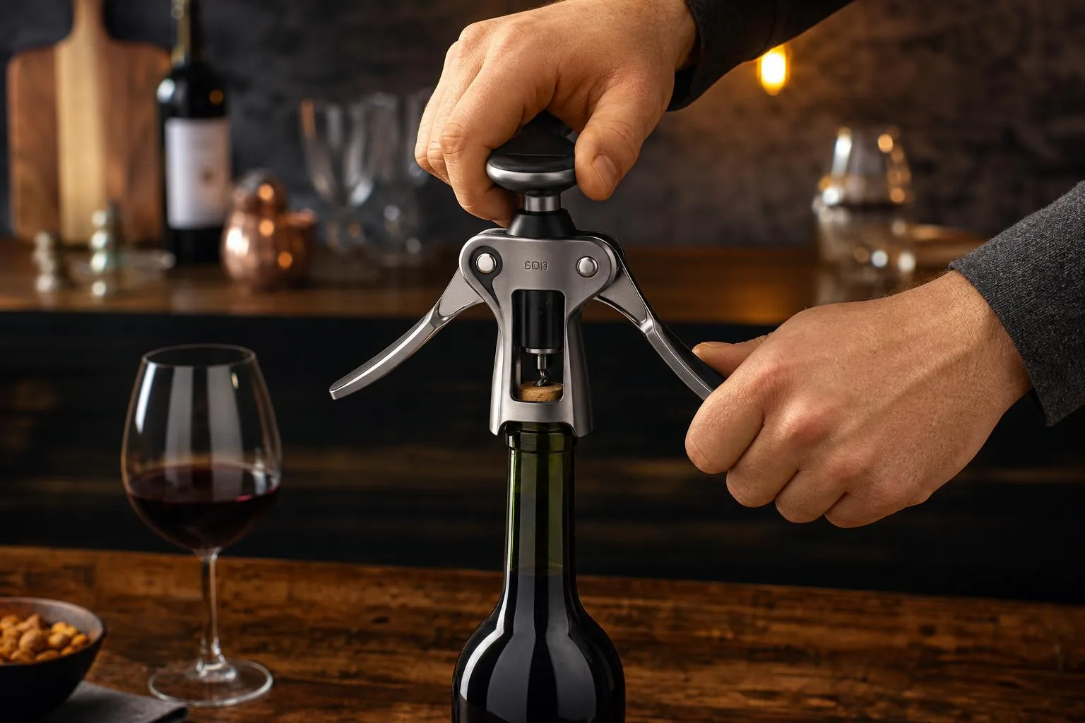 The OXO Steel Double Lever Corkscrew reviewed hands-on by the FlightWineBar team after real-world testing