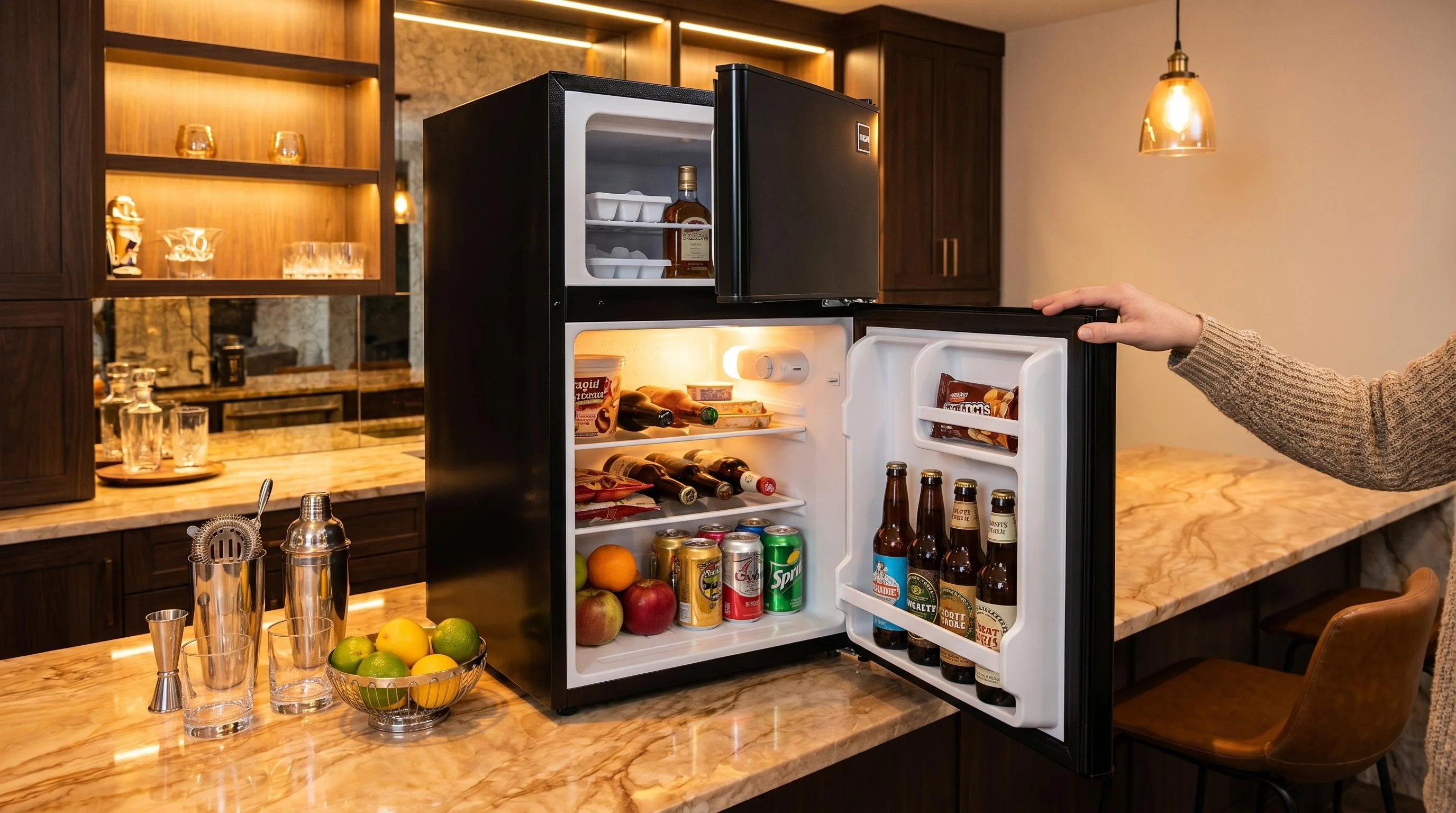 RCA RFR835 Mini Fridge Review 2026 3 The RCA RFR835 shown in everyday use at home, as tested by FlightWineBar
