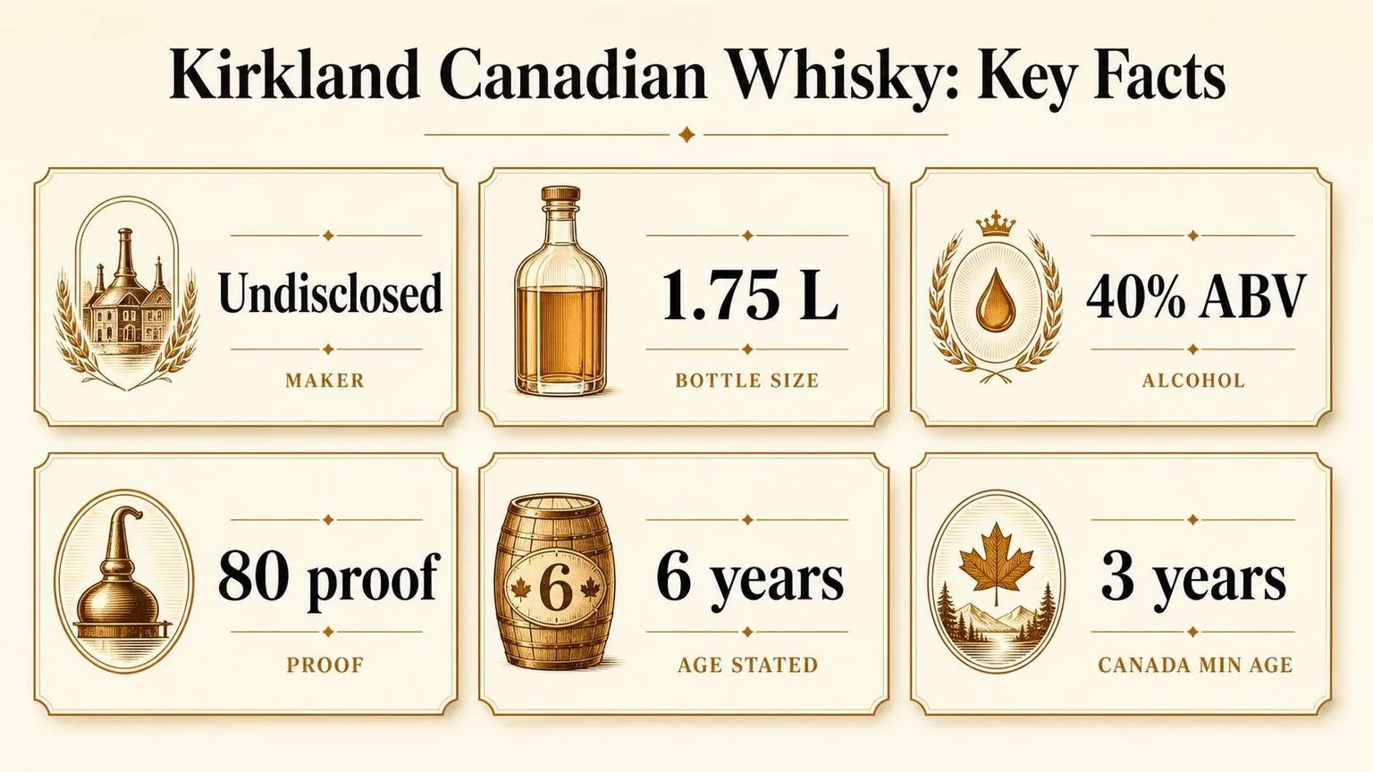 Kirkland Canadian Whisky by the Numbers — key facts at a glance