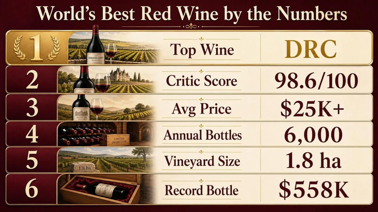 World's Top Red Wines by the Numbers — key facts at a glance