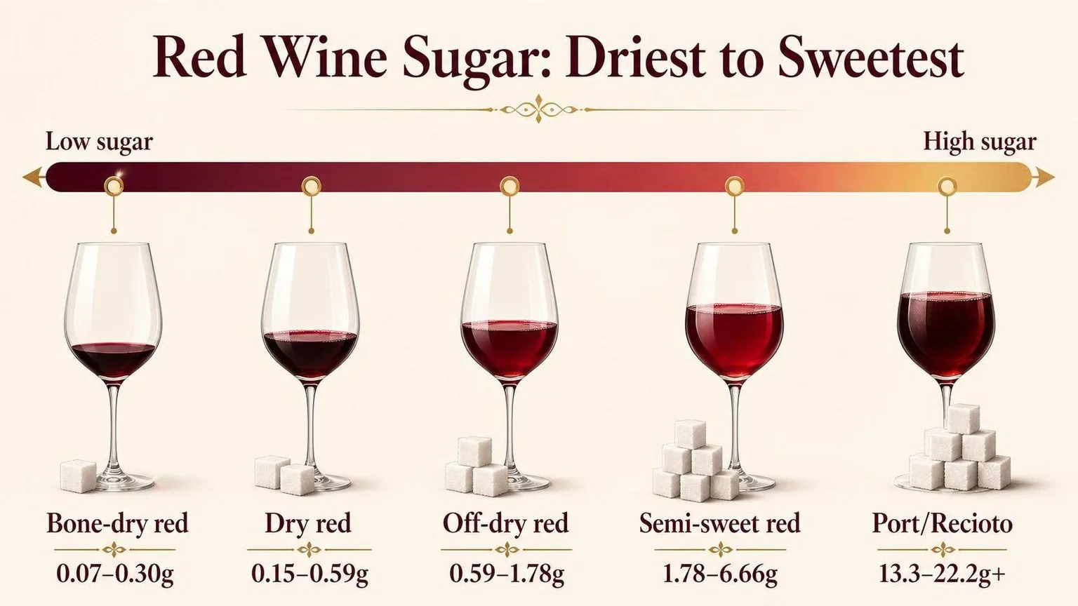 Which Red Wine Has The Least Amount Of Sugar? 1 Red Wine Sugar: From Bone-Dry to Port — key facts at a glance