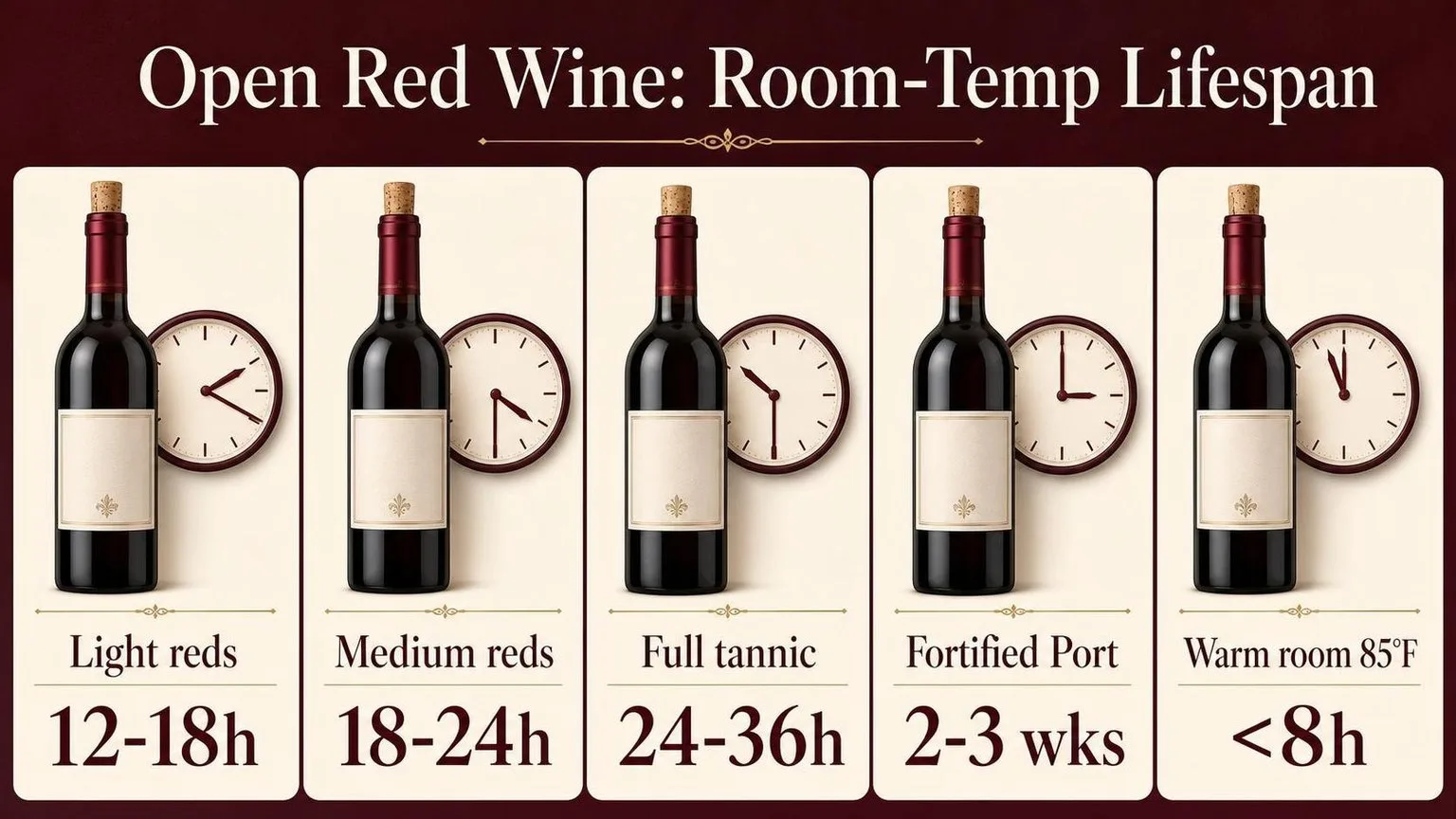 How Long Open Red Wine Lasts at Room Temp — key facts at a glance