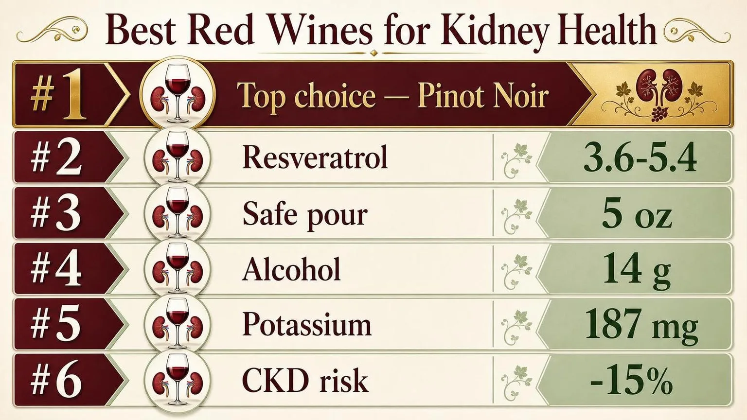 What Kind Of Red Wine Is Good For Kidneys? 1 Red Wine & Kidneys: The Numbers That Matter — key facts at a glance