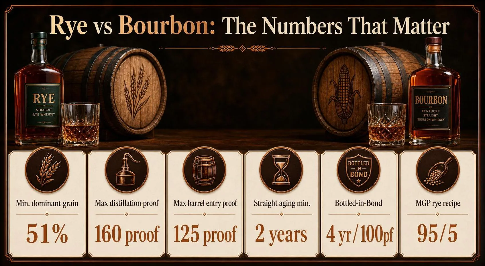 Rye vs Bourbon: The Numbers That Matter — key facts at a glance