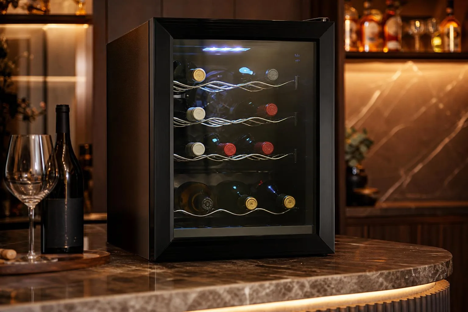 Schmecke SHMFWCC121LB Small Wine Fridge Review 2026 2 Close-up of the Schmecke SHMFWCC121LB build quality, materials and finish during our review