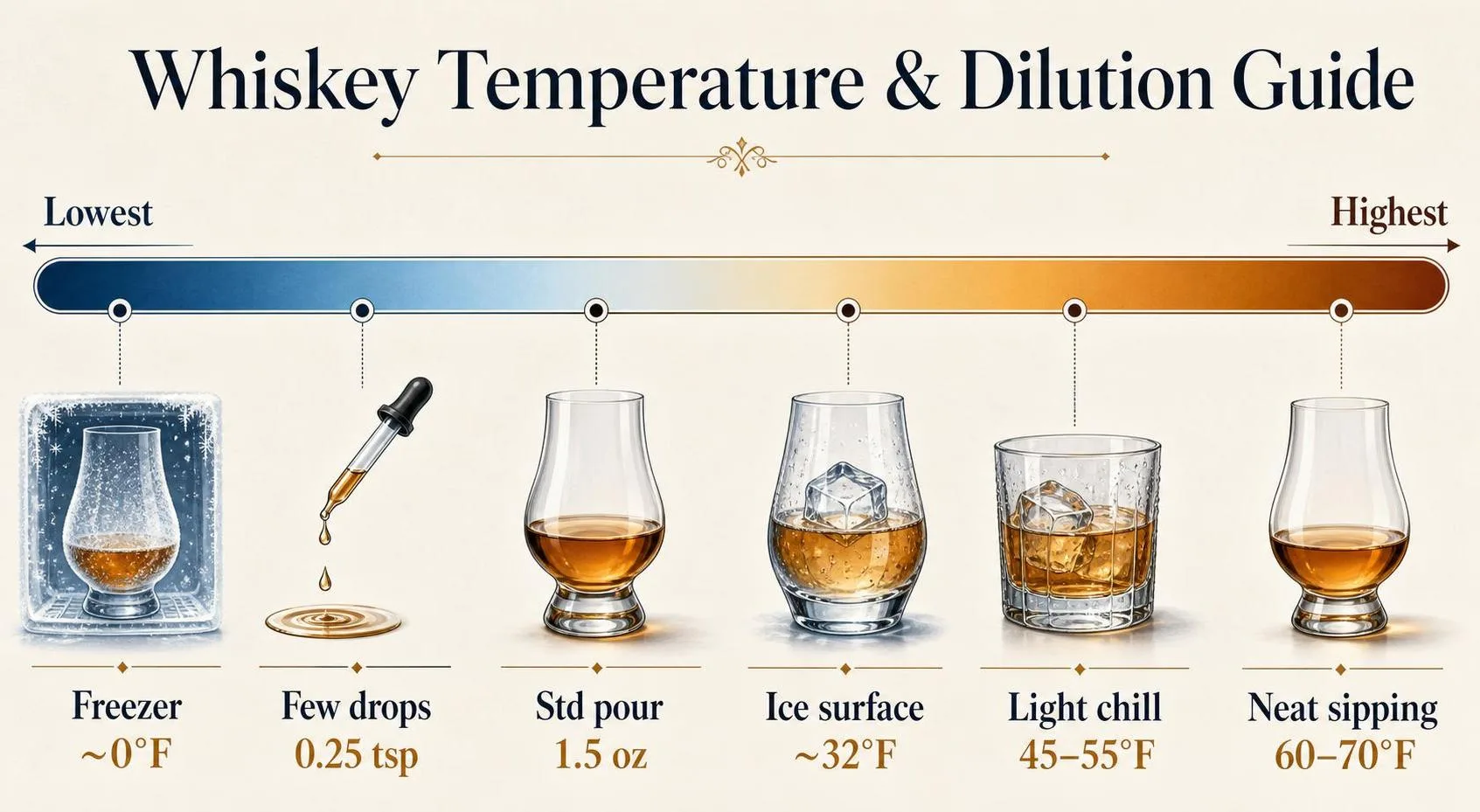 Whiskey Temperature & Dilution Guide — key facts at a glance