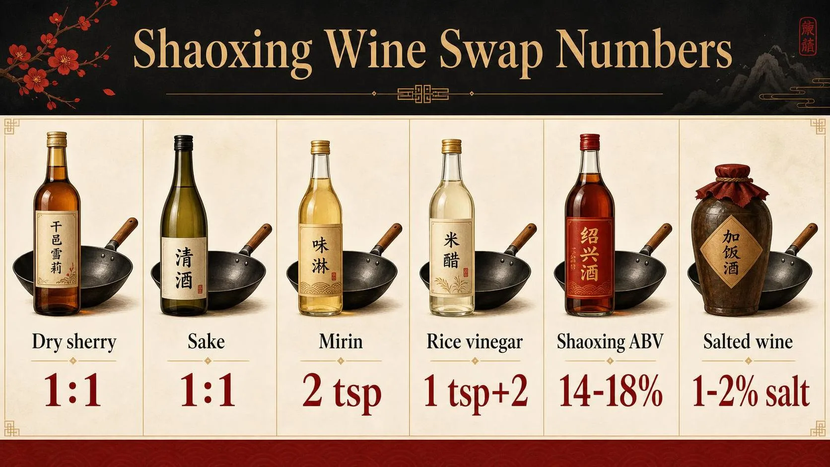 Top 15 Substitution for Shaoxing Wine (Ranked 2026) 1 Shaoxing Wine Swap Numbers — key facts at a glance