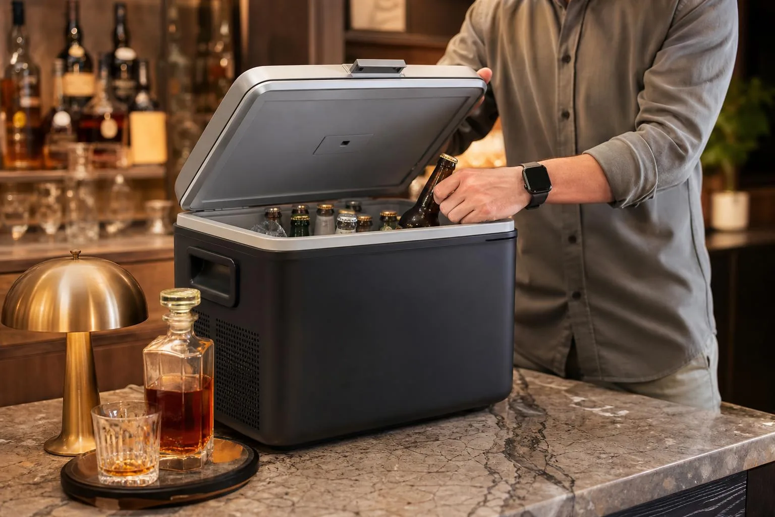 The Teaswa 20-liter Compact Cooler review shown in everyday use at home, as tested by FlightWineBar