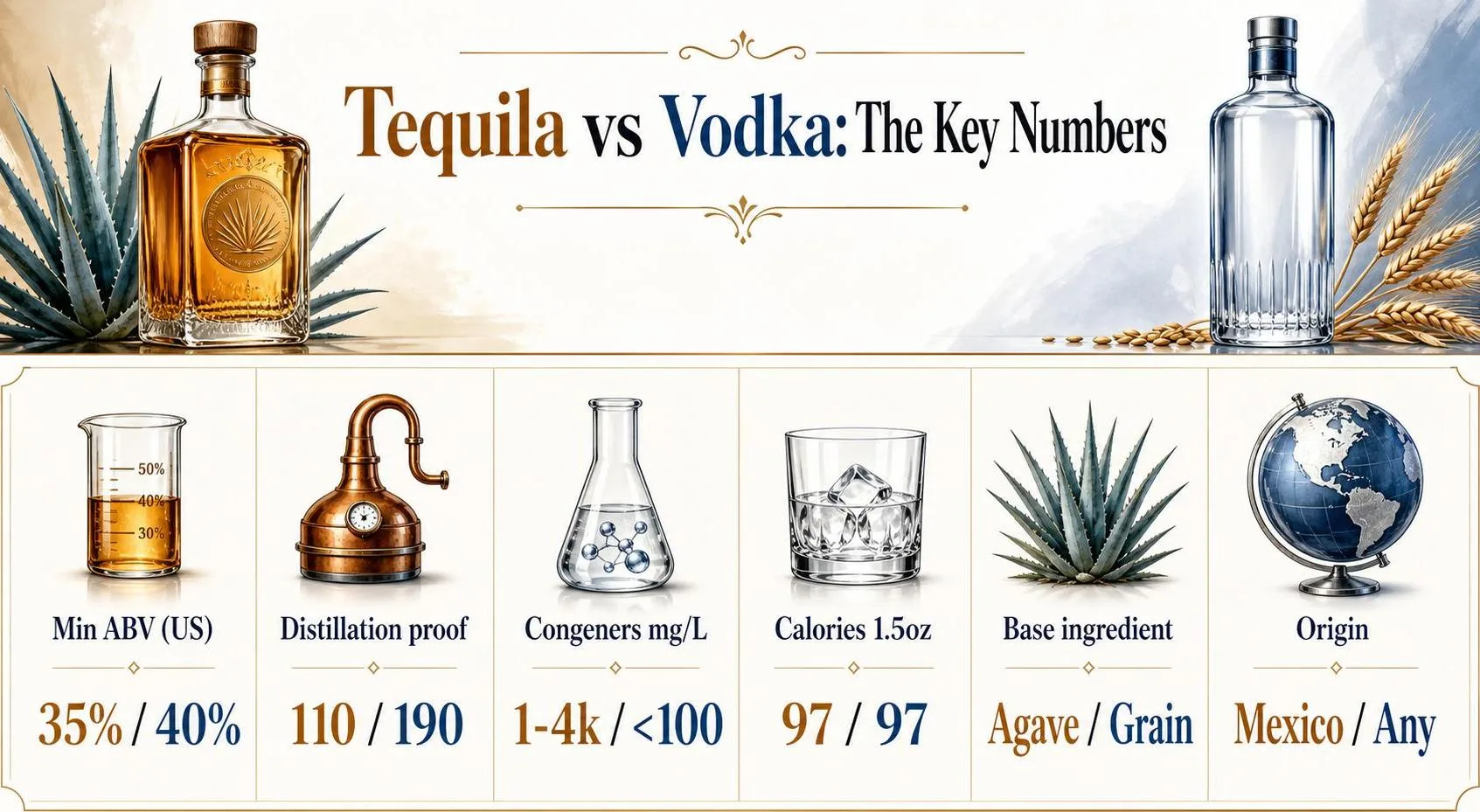 Tequila vs Vodka: The Key Numbers — key facts at a glance