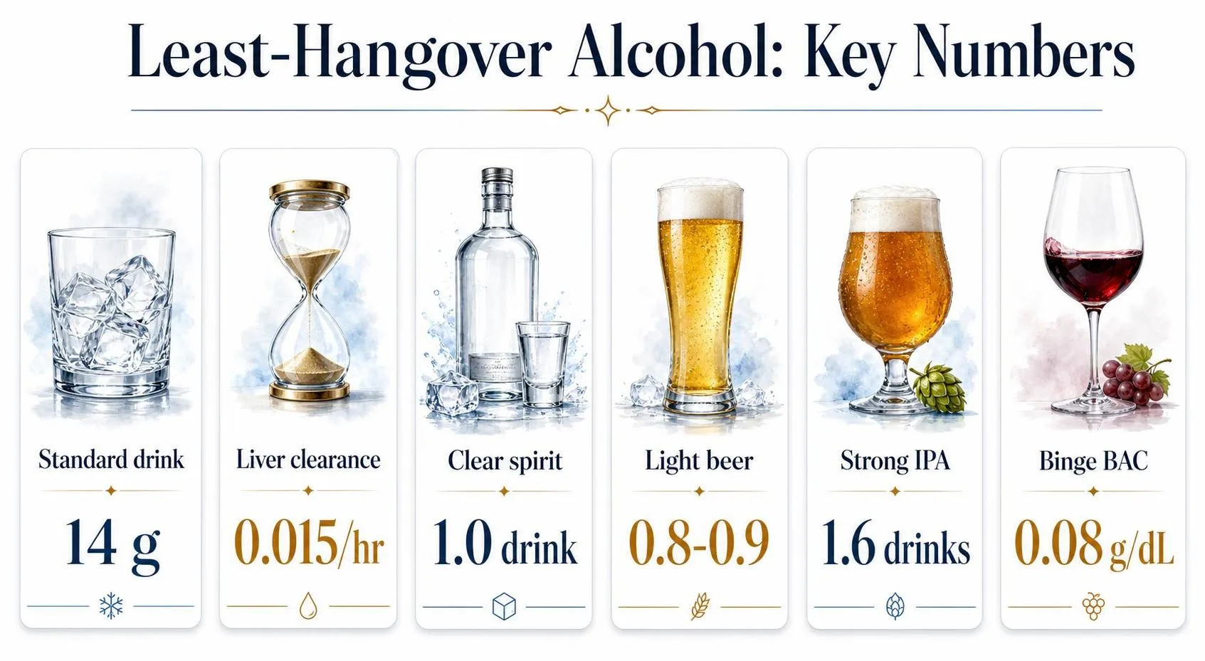 What Alcohol Gives You The Least Hangover? 1 Least-Hangover Alcohol: Key Numbers — key facts at a glance