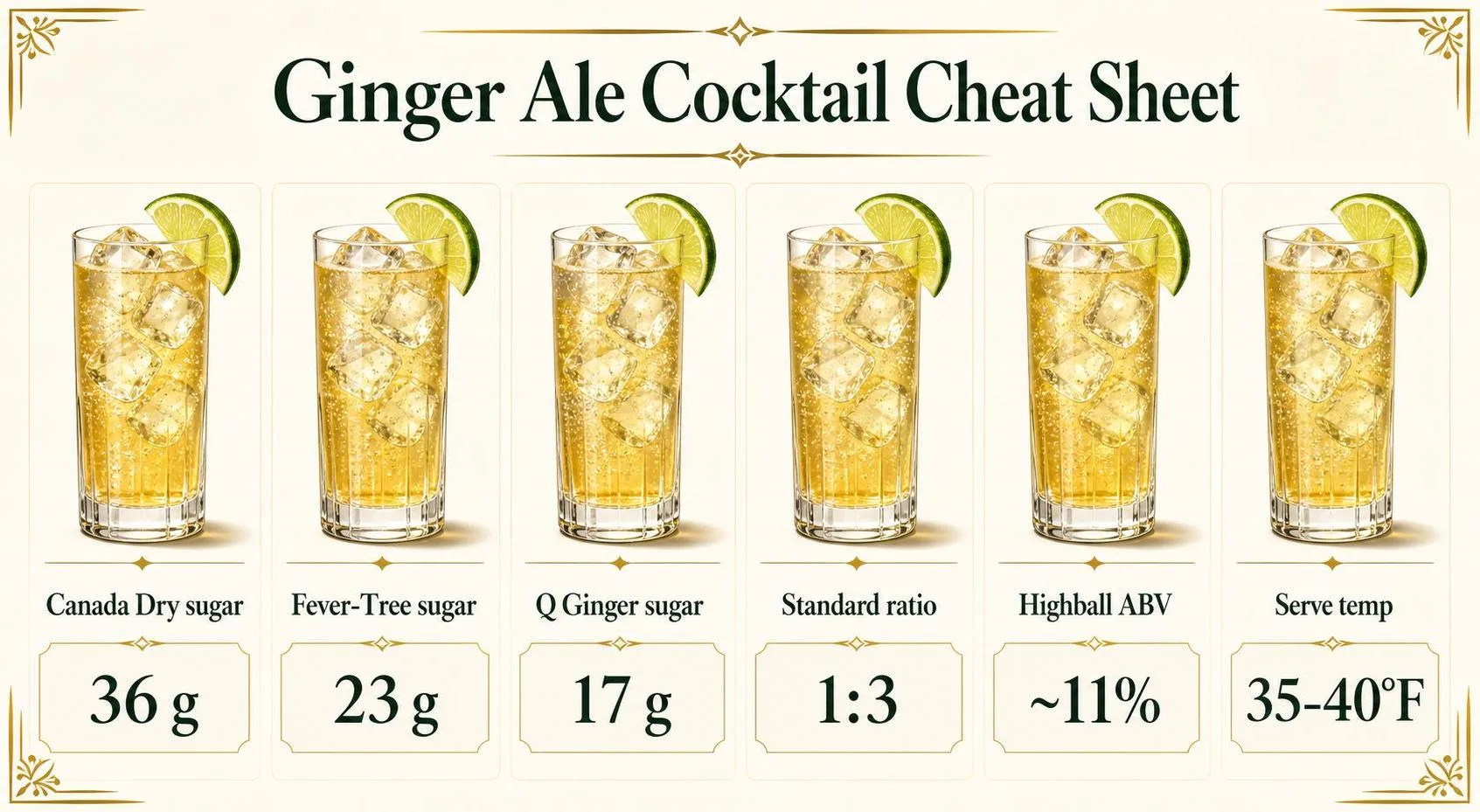What Alcohol Mixes With Ginger Ale? 1 Ginger Ale Cocktail Cheat Sheet — key facts at a glance
