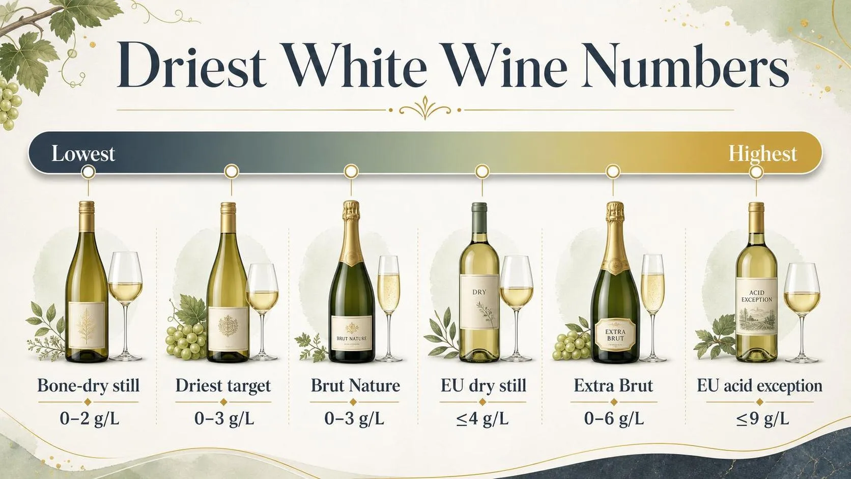 Driest White Wine Numbers — key facts at a glance