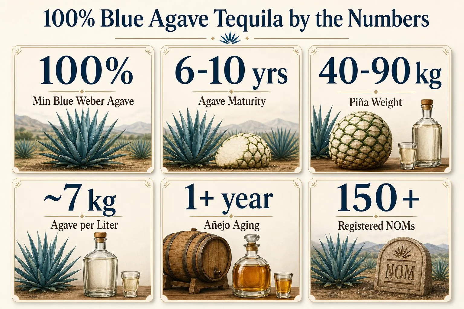 100% Blue Agave Tequila by the Numbers — key facts at a glance