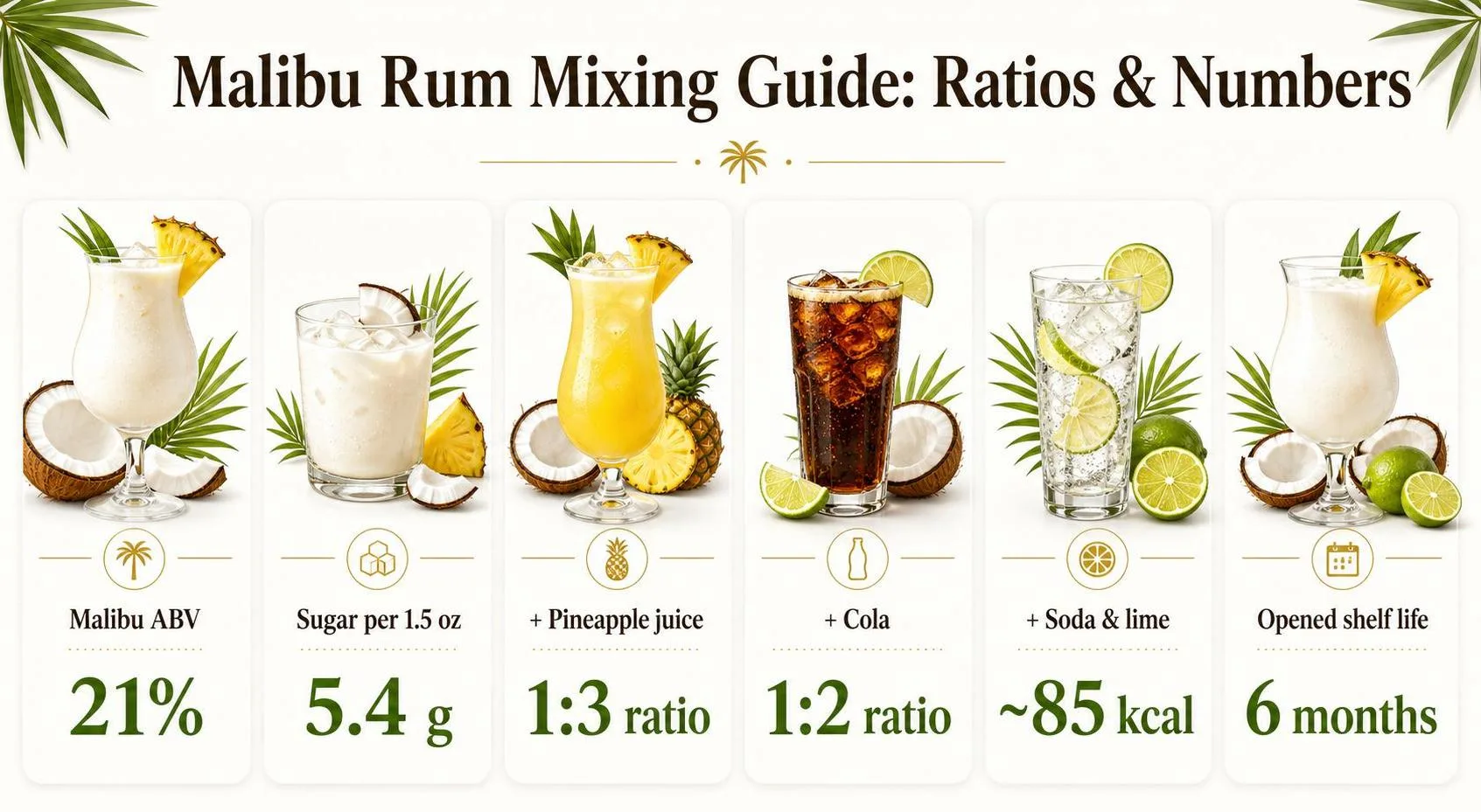 What Can I Mix Malibu Rum With? 1 Malibu Rum Mixing Guide: Ratios & Numbers — key facts at a glance