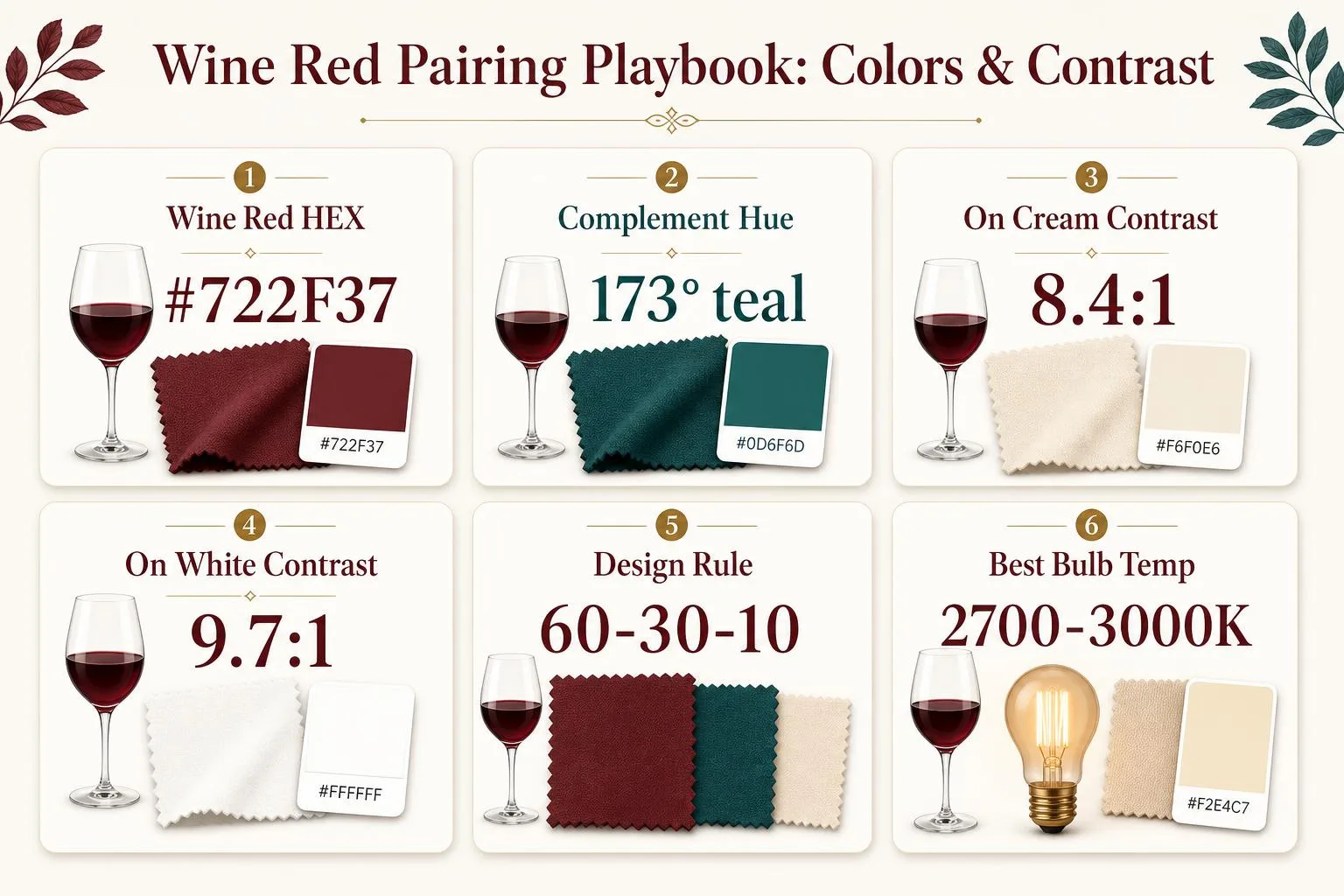 Wine Red Pairing Playbook: Colors & Contrast — key facts at a glance