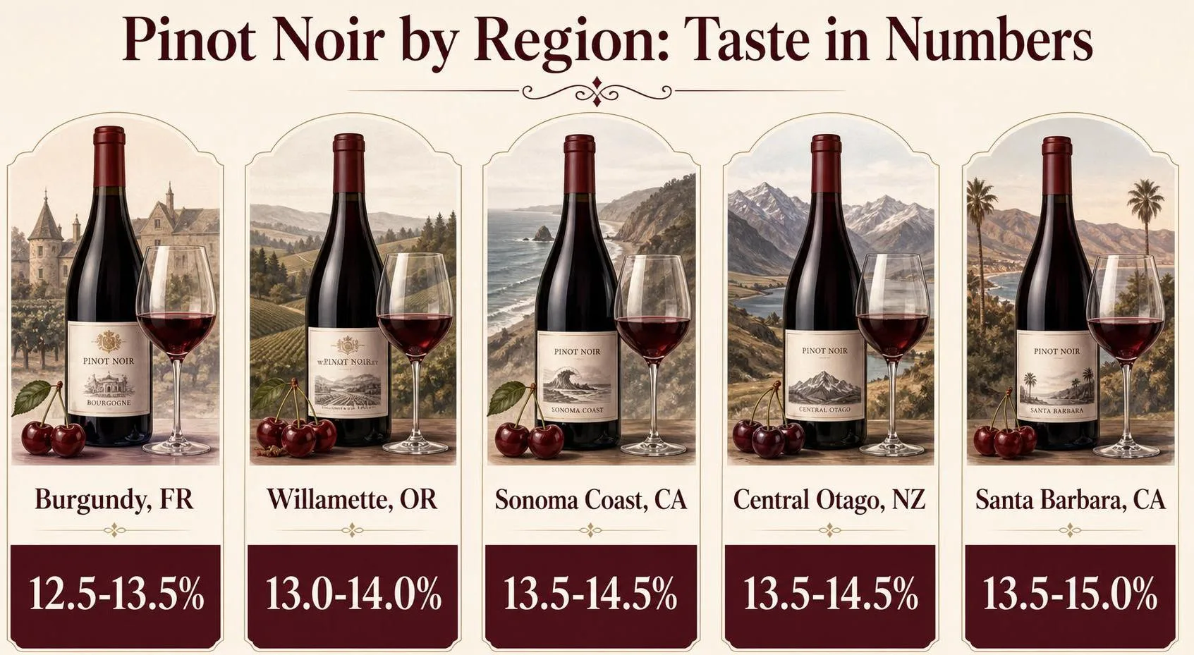 What Does Pinot Noir Taste Like? Most Correct Answer 1 Pinot Noir by Region: Taste in Numbers — key facts at a glance