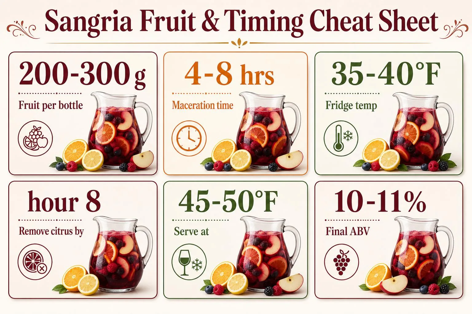 What Fruit Do You Put In Red Wine Sangria? 1 Sangria Fruit & Timing Cheat Sheet — key facts at a glance
