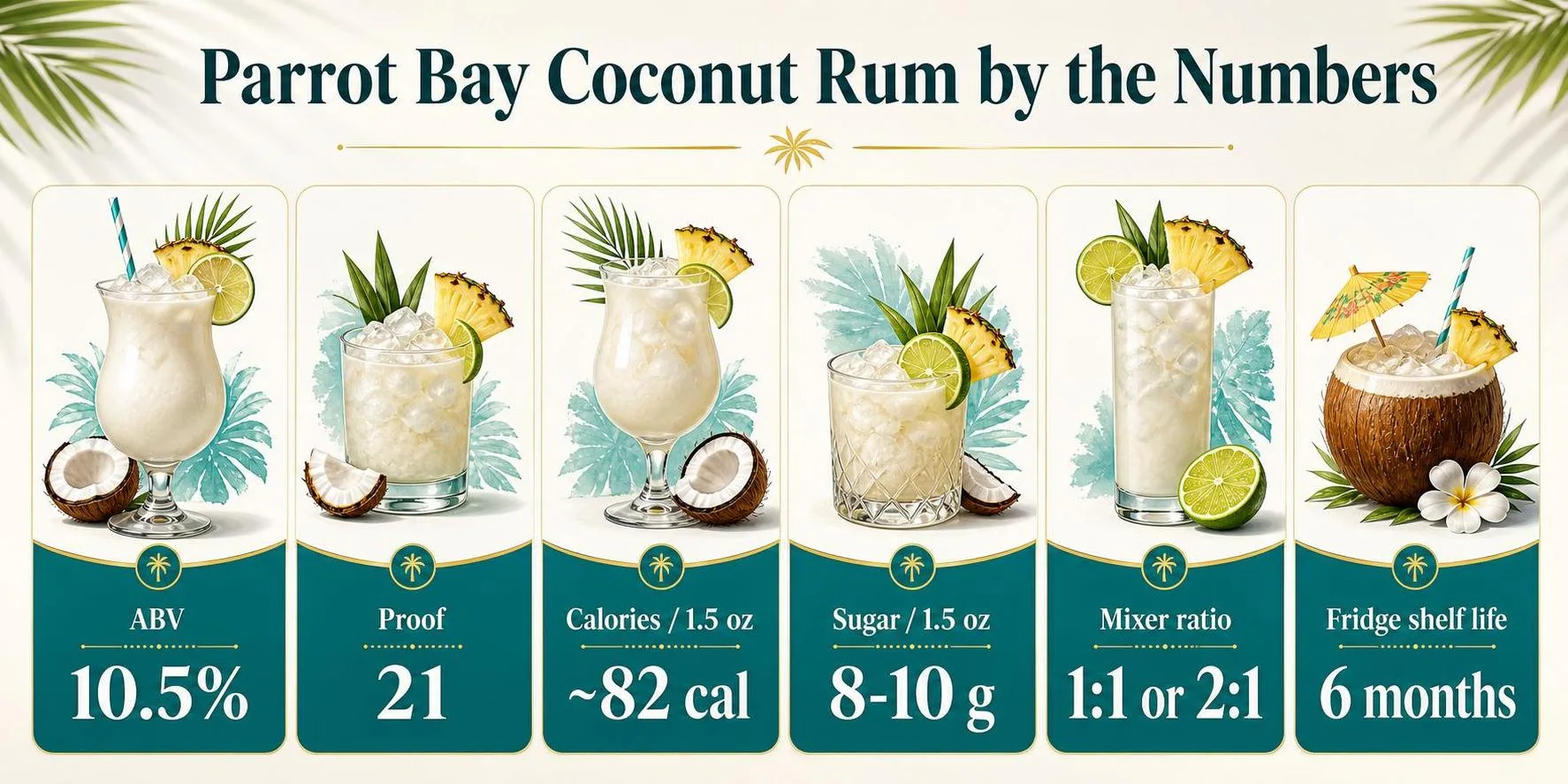 What Goes Good With Parrot Bay Coconut Rum? 1 Parrot Bay Coconut Rum by the Numbers — key facts at a glance