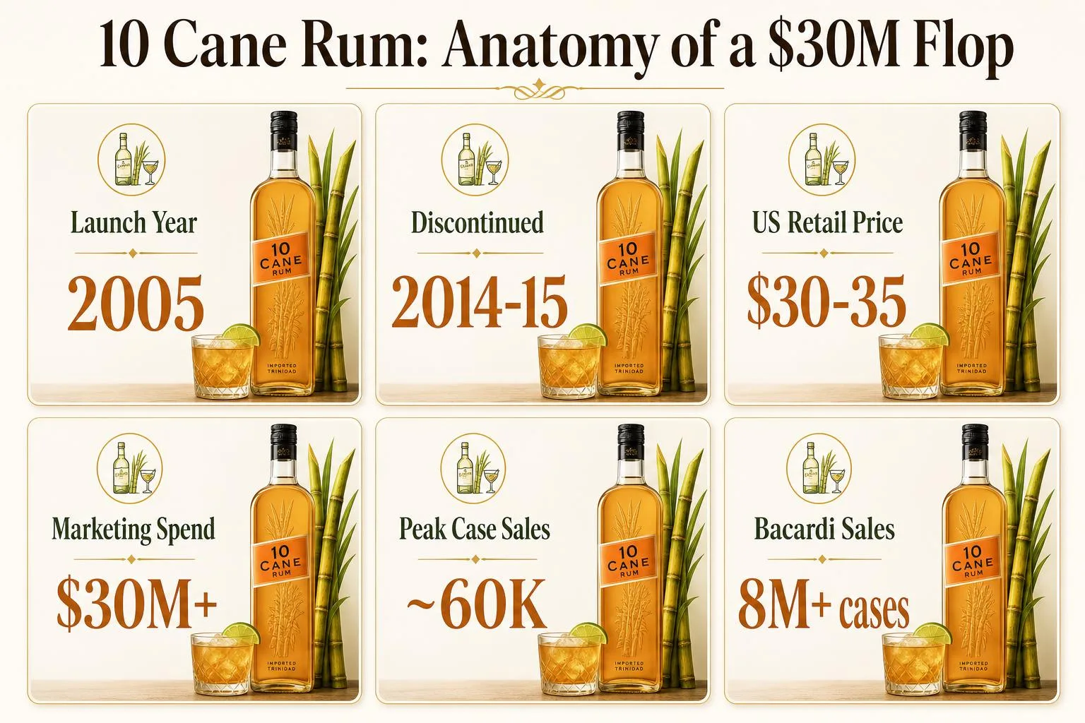 What Happened To 10 Cane Rum? 1 10 Cane Rum: Anatomy of a $30M Flop — key facts at a glance