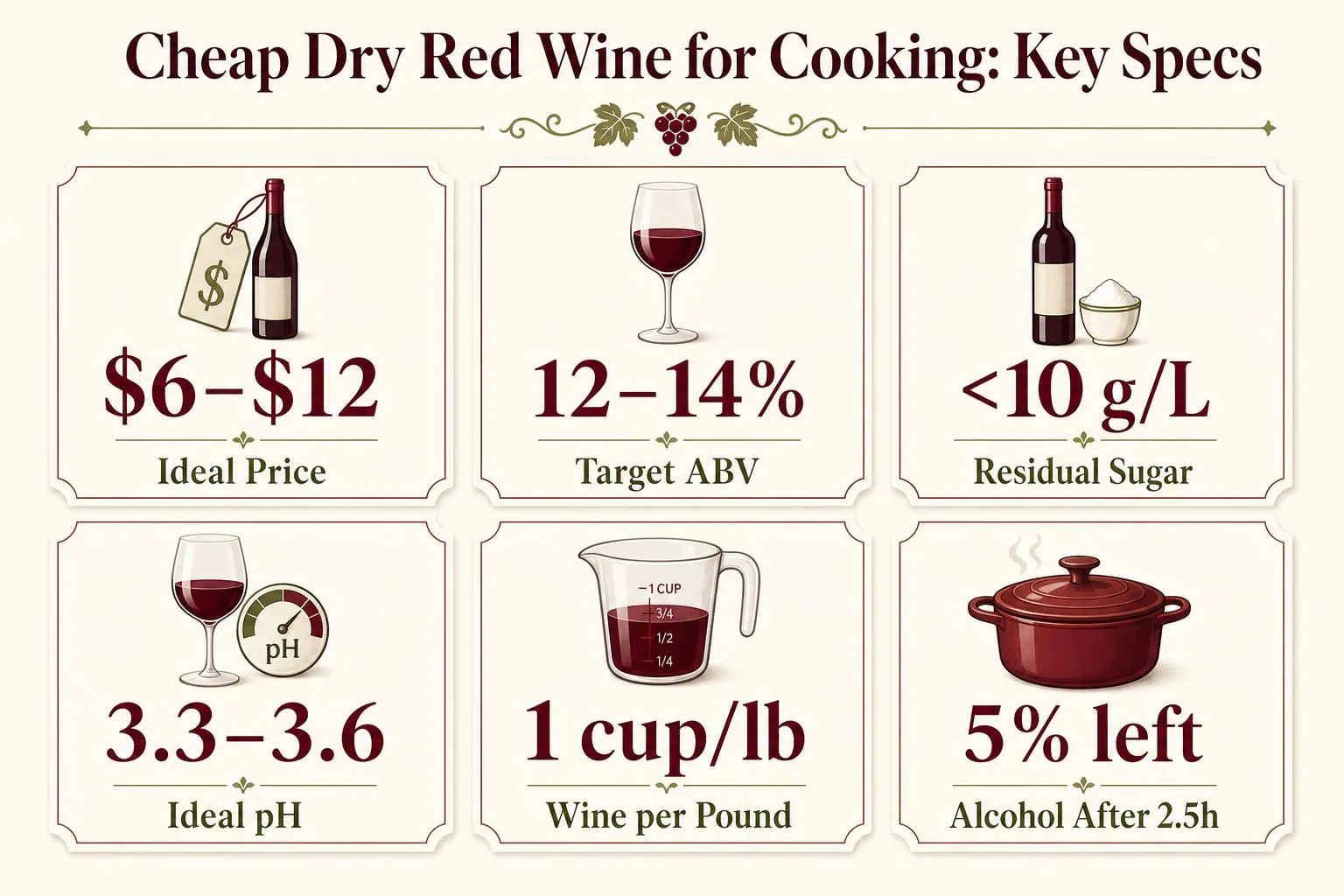 What Is A Good Cheap Dry Red Wine For Cooking? 1 Cheap Dry Red Wine for Cooking: Key Specs — key facts at a glance