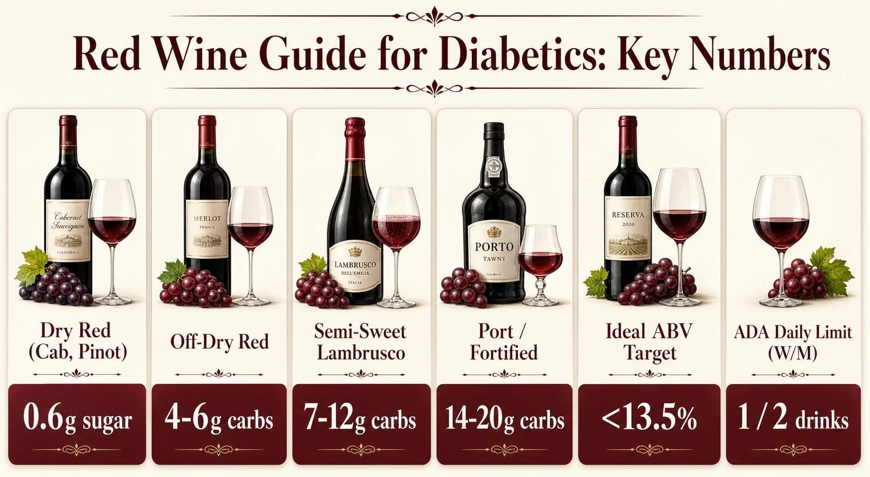 What Is A Good Red Wine For Diabetics? 1 Red Wine Guide for Diabetics: Key Numbers — key facts at a glance
