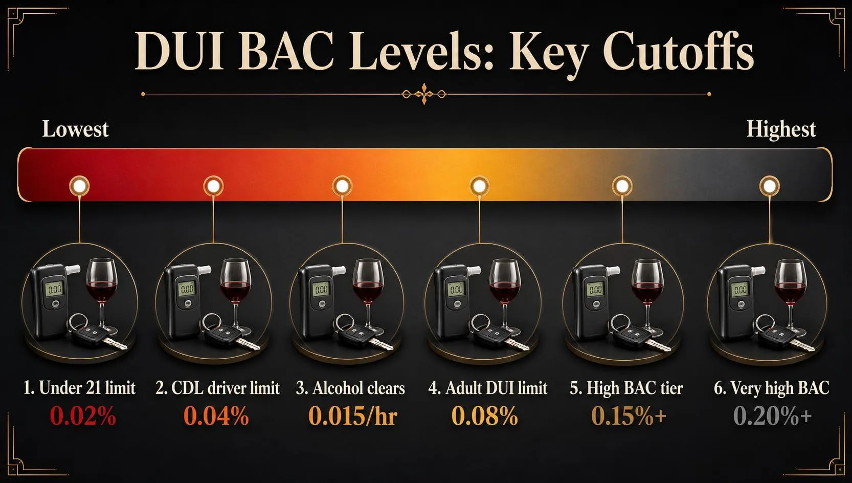 DUI BAC Levels: Key Cutoffs — key facts at a glance