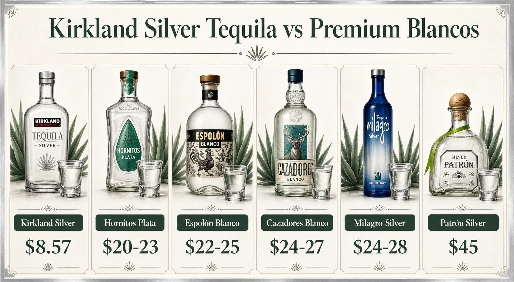 What Is Kirkland Tequila Silver Comparable To? 1 Kirkland Silver Tequila vs Premium Blancos — key facts at a glance