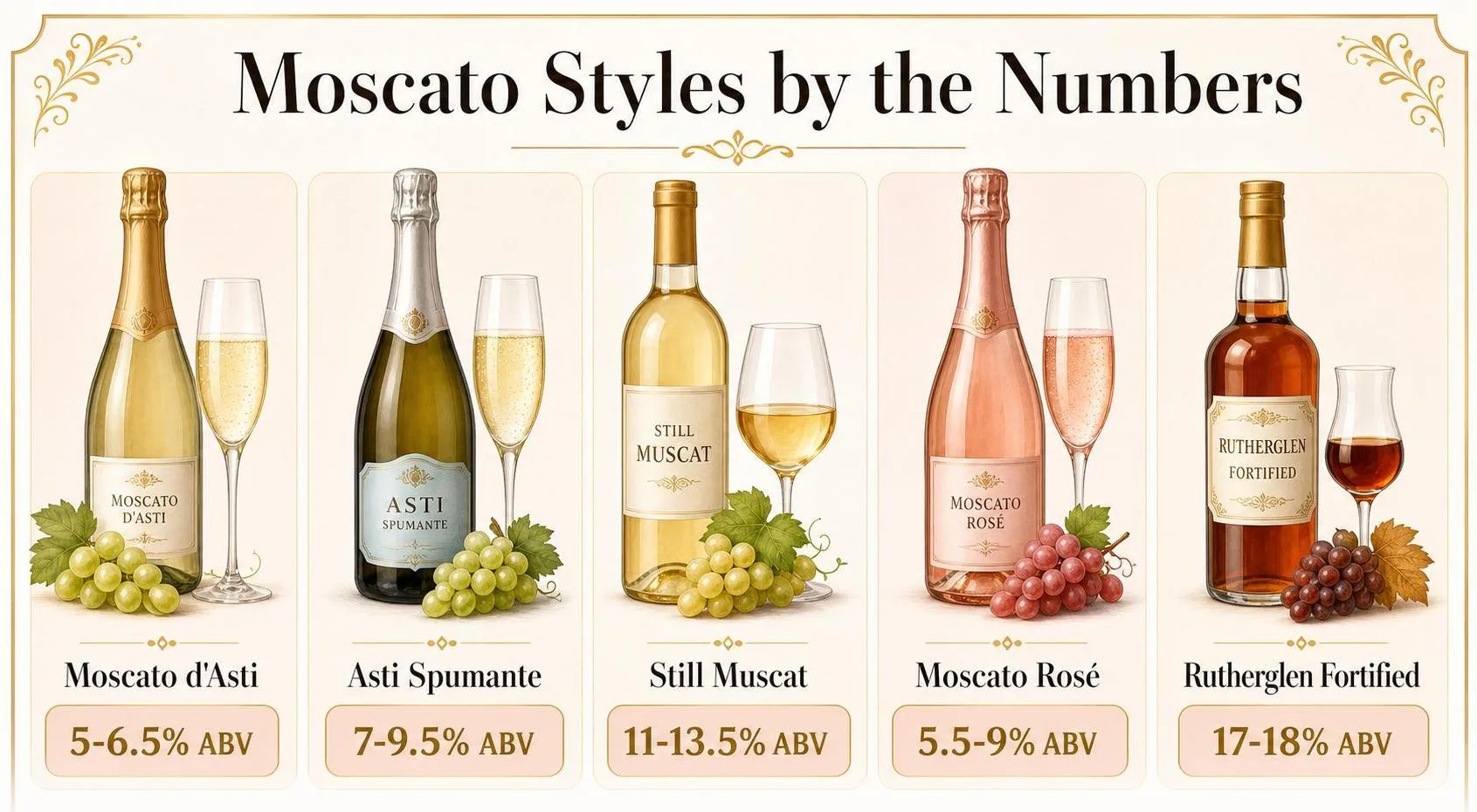 What Is Moscato Wine? - 2026 1 Moscato Styles by the Numbers — key facts at a glance