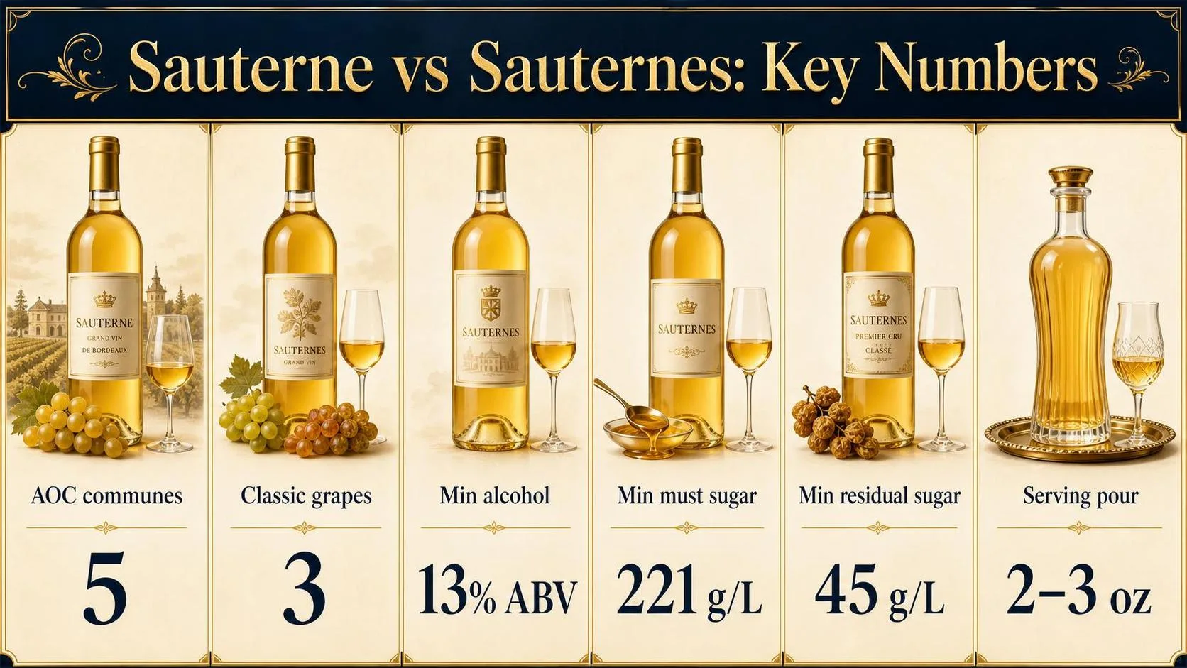 Sauterne vs Sauternes: Key Numbers — key facts at a glance
