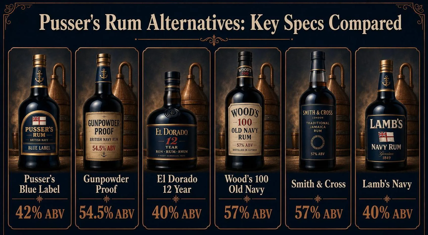 What Is Similar To Pussers Rum? 1 Pusser's Rum Alternatives: Key Specs Compared — key facts at a glance