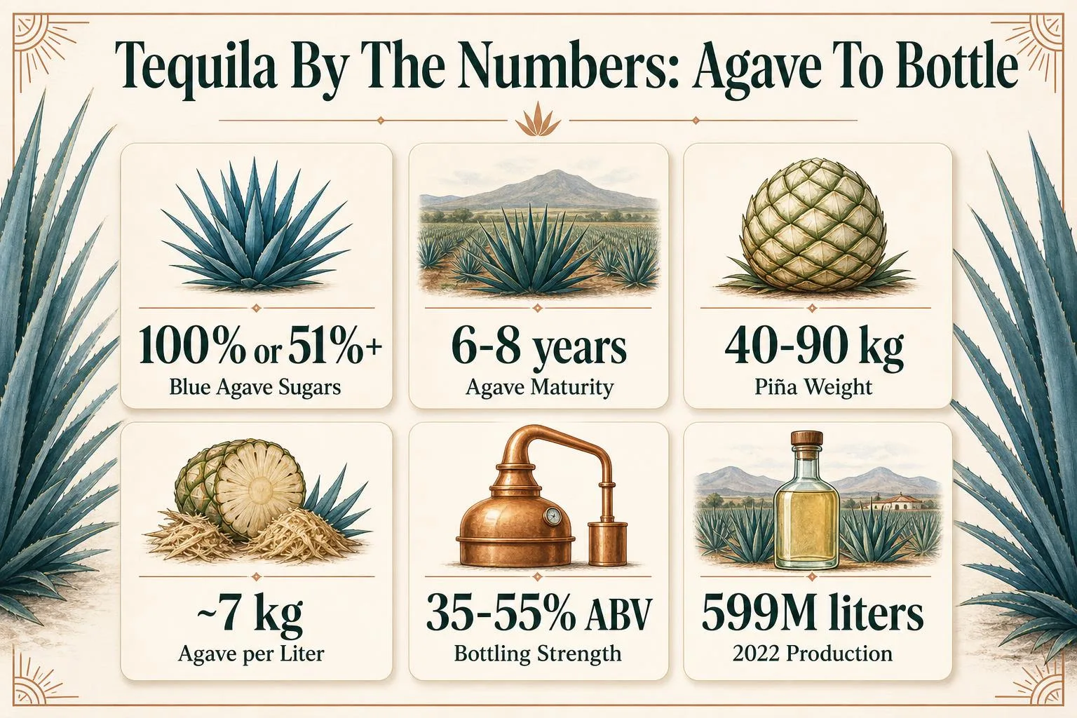 What Is Tequila Made From? 1 Tequila By The Numbers: Agave To Bottle — key facts at a glance