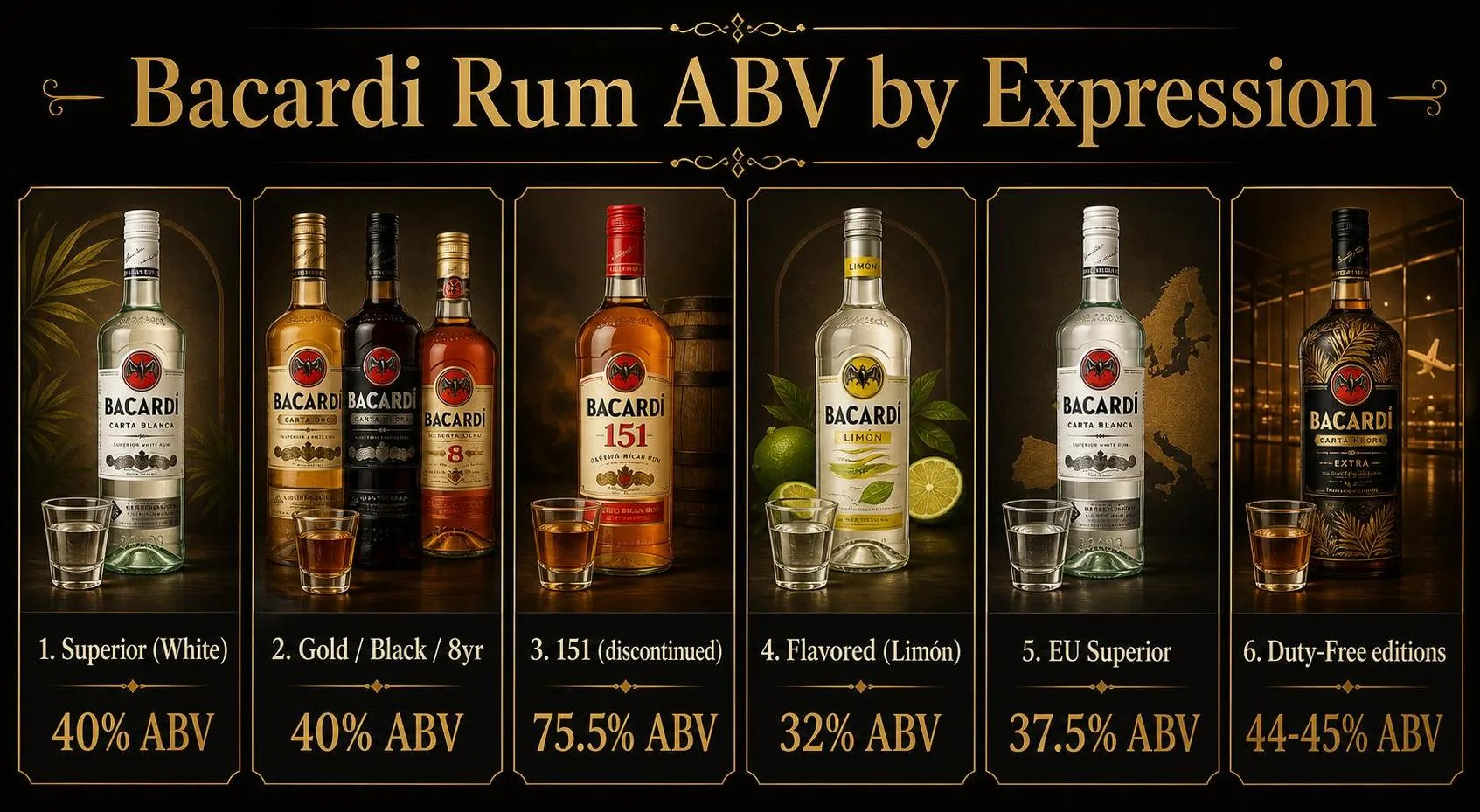 Bacardi Rum ABV by Expression — key facts at a glance