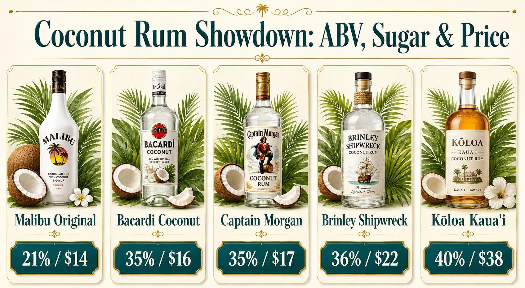 What Is The Best Coconut Rum? 1 Coconut Rum Showdown: ABV, Sugar & Price — key facts at a glance